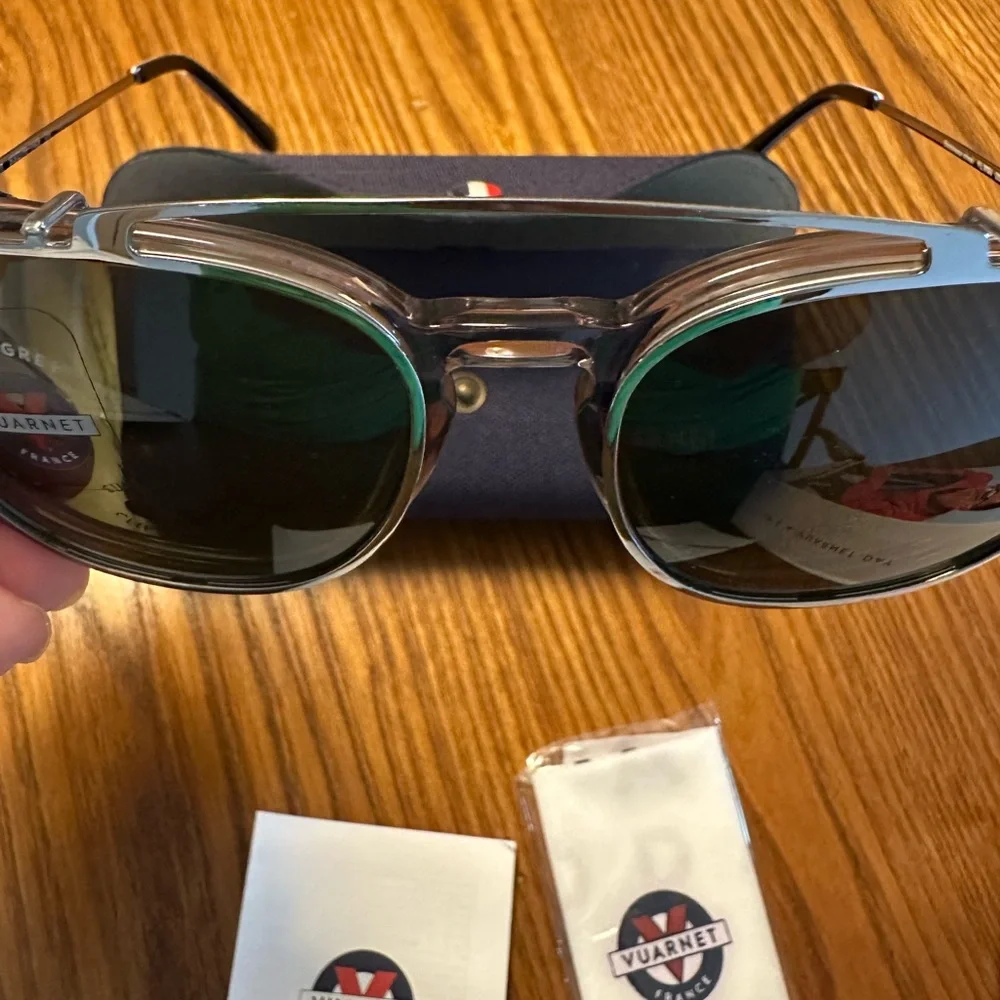 Vuarnet Metal Frame Sunglasses with Dark Green Lenses